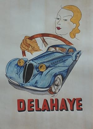 "DELAHAYE" Maquette gouache sur papier d'après René RAVO (1938)