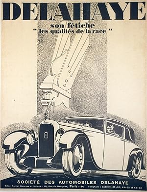 "DELAHAYE" Affiche entoilée Ressortie typo épuisée illustrée par René RAVO (1928)