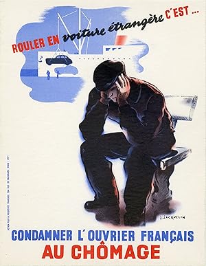 "ACTION POUR LA PROSPÉRITÉ FRANÇAISE" Affichette d'intérieur originale entoilée / Offset par J. J...