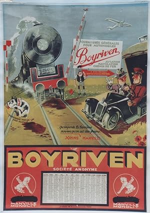 "FOURNITURES BOYRIVEN" Affiche-calendrier originale entoilée 1933 / Litho VIC d'après OK.Gérard (...