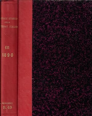 Bild des Verkufers fr Giornale storico della letteratura italiana volume XV 1890 zum Verkauf von Biblioteca di Babele