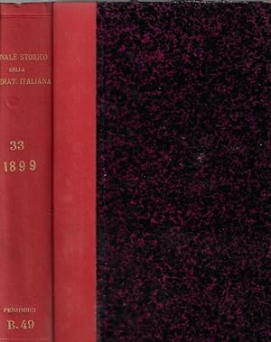Bild des Verkufers fr Giornale storico della letteratura italiana volume XXXIII 1899 zum Verkauf von Biblioteca di Babele