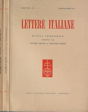 Image du vendeur pour Lettere italiane anno XXVI 1974 N. 1, 2 mis en vente par Biblioteca di Babele