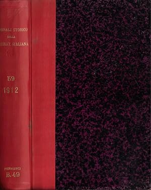 Bild des Verkufers fr Giornale storico della letteratura italiana volume LIX 1912 zum Verkauf von Biblioteca di Babele