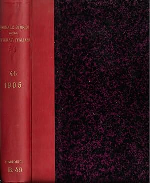 Bild des Verkufers fr Giornale storico della letteratura italiana volume XLVI 1905 zum Verkauf von Biblioteca di Babele