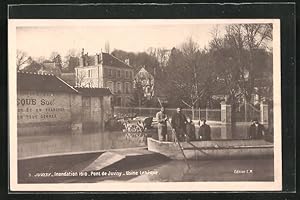 Ansichtskarte Juvisy, Hochwasser 1910, Pont de Juvisy, Usine Lehèque