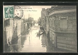 Ansichtskarte Juvisy, Hochwasser 1910, La Rue Pasteur