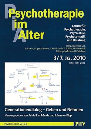 Bild des Verkufers fr Psychotherapie im Alter. 3 / 2010. (Nr. 27). Generationendialog - Geben und Nehmen. - 7. Jahrgang. Forum fr Psychotherapie, Psychiatrie, Psychosomatik und Beratung. Hrsg. von Peter Burle, Johannes Kipp, Meinolf Peters, Astrid Riehl-Emde, Angelika Trilling und Henning Wormstall. Mitbegrndet von Hartmut Radebold. zum Verkauf von Fundus-Online GbR Borkert Schwarz Zerfa