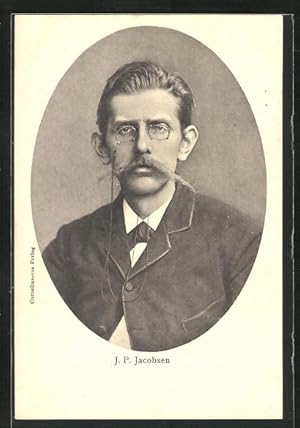 Bild des Verkufers fr Ansichtskarte J.P. Jacobsen mit Zwicker im Portrait zum Verkauf von Bartko-Reher
