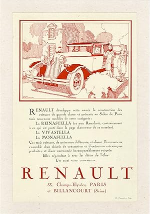 "RENAULT : REINASTELLA, VIVASTELLA, MONASTELLA" Annonce originale entoilée d'après René VINCENT /...