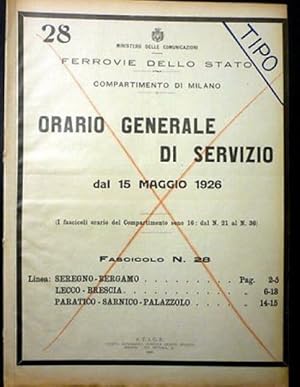 Seller image for Ferrovie - Orario Generale Servizio - Linea Seregno Bergamo Lecco Brescia 1926 for sale by Chartaland