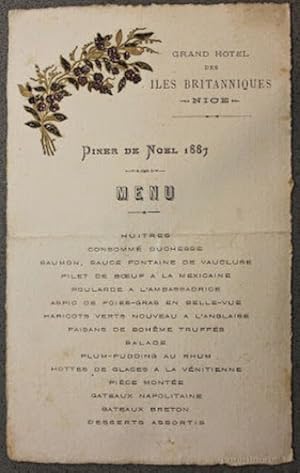 Seller image for Collezionismo Menu Gran Hotel Iles Britannques 1887 cena for sale by Chartaland