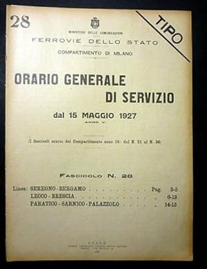 Seller image for Ferrovie - Orario Generale Servizio - Linea Seregno Bergamo Lecco Brescia 1927 for sale by Chartaland