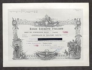 Seller image for Arma Carabinieri Reali - Legione Verona - Certificato di Tiratore Scelto - 1922 for sale by Chartaland