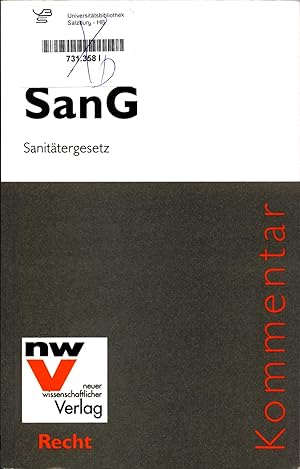 Seller image for SanG Sanittergesetz Bundesgesetz ber Ausbildung, Ttigkeiten und Beruf der Sanitter for sale by avelibro OHG