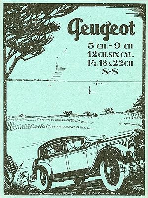 "PEUGEOT" Annonce originale entoilée LES ANNALES années 20 par RODRIGUE
