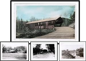Four Photos of New Hampshire Covered Bridges - one in color. 1930's era