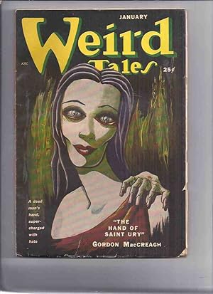 Bild des Verkufers fr Canadian issue Weird Tales Pulp ( Magazine ) January 1951 ( Hand of Saint Ury; Sixth Gargoyle; Fisherman at Crescent Beach; Something from Out There; Professor Kate; Old Gentleman with Scarlet Umbrella; Unwanted; For a Sea Lover; My Timid Soul )( Canada ) zum Verkauf von Leonard Shoup