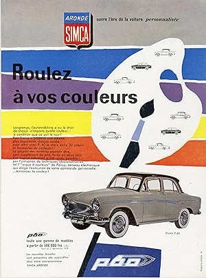 "SIMCA ÉLYSÉE P.60" Annonce originale entoilée 1958