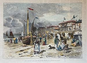 [Modern print, reproduction, The Hague, Scheveningen] Het strand voor het Stedelijk Badhuis te Sc...