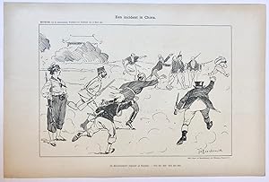 [Original lithograph/lithografie by Johan Braakensiek] Een incident in China, 10 Maart 1901, 1 pp.