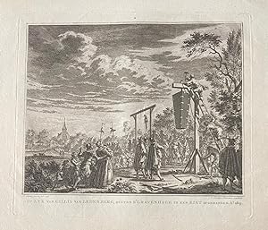 [Antique print, etching, The Hague] 'Het lyk van Gillis van Ledenberg, buiten s'Gravenhage in een...