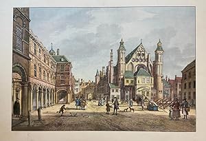 [Coloured modern print, reproduction, The Hague] Het binnenhof zoals getekend door Paulus Constan...