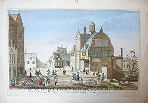 [Optical print, handcolored] Vue de la nouvelle hotellerie a Amsterdam prise du Coté opposé au Po...