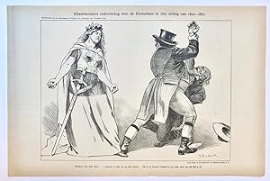 [Original lithograph/lithografie by Johan Braakensiek] Chamberlain's redevoering over de Duitsche...