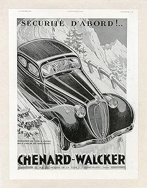 "CHENARD-WALCKER" Annonce originale entoilée illustrée par ABC et parue dans L'ILLUSTRATION 11/01...