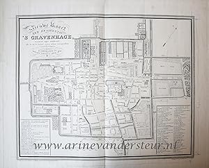 [Cartography The Hague, antique print, etching] Nieuwe Kaart der Residentie 'S GRAVENHAGE (platte...