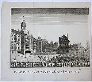 [Antique print, etching] Executions and riots on Dam Square in 1748 (executie op de dam Amsterdam...