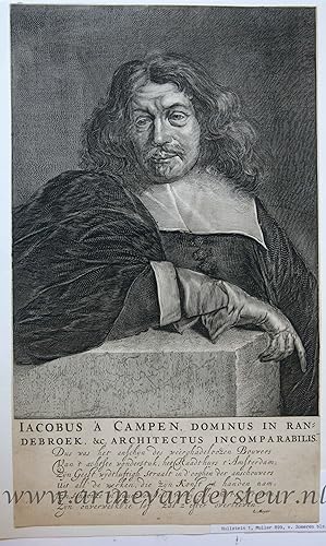 Seller image for [Antique print, engraving]Portrait print of architect IACOBUS  CAMPEN ( Portretprent van architect Jacob van Campen), published in 1661. for sale by Antiquariaat Arine van der Steur / ILAB