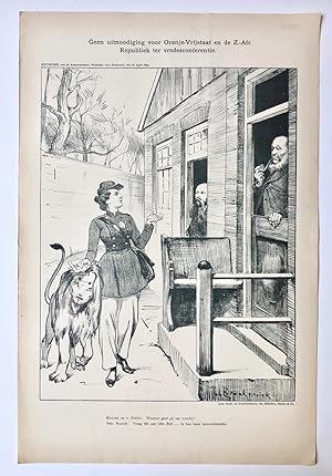 [Original lithograph/lithografie by Johan Braakensiek] Geen uitnoodiging voor Oranje-Vrijstaat en...