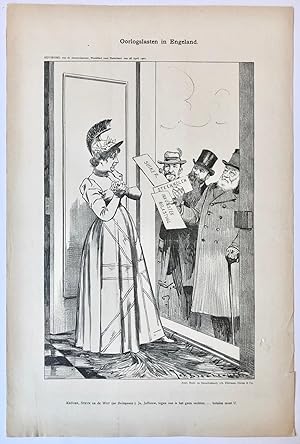 [Original lithograph/lithografie by Johan Braakensiek] Oorlogslasten in Engeland, 28 April 1901, ...