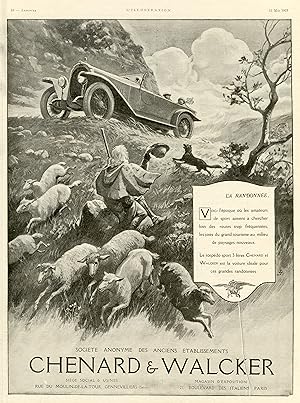 "CHENARD & WALCKER" Annonce originale entoilée L'ILLUSTRATION 12/5/1923