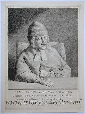 [Antique print, etching and engraving] Portrait of Jan Christiaansz. van der Winde (100 jaar oud)...