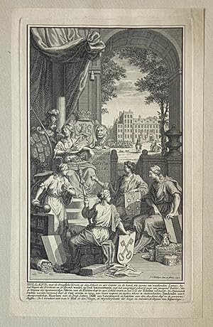 [Antique title page, 1742] Holland met de Fraaflijke troon op den schoot en een scepter in de han...