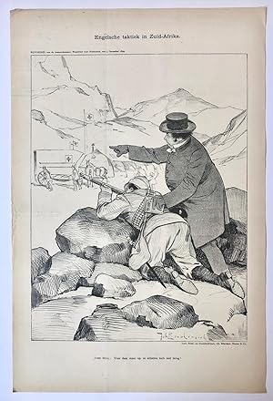 [Original lithograph/lithografie by Johan Braakensiek] Engelsche taktiek in Zuid-Afrika, 3 Decemb...
