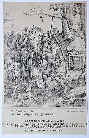 Antique print, etching | The beggars family, "Uylenspiegel" (Tijl Uilenspiegel), published after ...