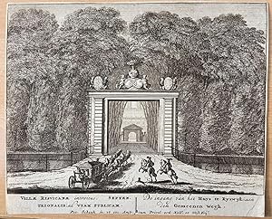 Bild des Verkufers fr [Antique print, etching, ets, The Hague] De ingang van het Huys te Ryswyk aan den Gemeenen Wegh / Villae Risvicanae introitus (.) (Huis Ter Nieuwburg te Rijswijk, Den Haag), published 1697. zum Verkauf von Antiquariaat Arine van der Steur / ILAB