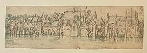 [Modern print, reproduction, The Hague] Het Binnenhof in 1598. Teekening van C.J. Visscher, 1 p. ...