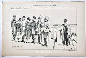 [Original lithograph/lithografie by Johan Braakensiek] President Krüger's aankomst in Europa, 11 ...