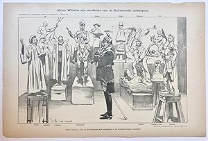 [Original lithograph/lithografie by Johan Braakensiek] Keizer Wilhelm zijn standbeeld voor de Ruh...