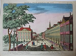 [Antique print, handcolored optica, The Hague] VUE DE LA PETITE ETANG A HAYE, published ca. 1750.