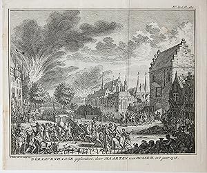 [History print, etching, ets, The Hague] 's Graavenhage geplonderd, door Maarten van Rossem, in '...