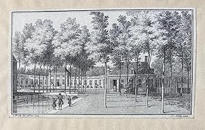 [Antique print, etching, The Hague] Oranjerie op Zorgvliet, Gezicht op de oranjerie en de stallen...