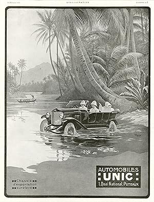 "AUTOMOBILES UNIC" Annonce originale entoilée illustrée par THOR et parue dans L'ILLUSTRATION du ...