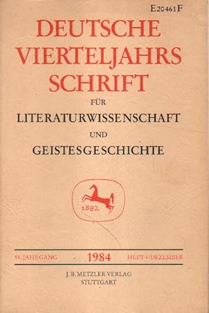 Bild des Verkufers fr Deutsche Vierteljahresschrift fr Literaturwissenschaft und Geistesgeschichte. zum Verkauf von Versandantiquariat Boller