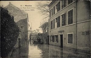Ansichtskarte / Postkarte Meulan en Yvelines, Rue du Pont Saint Come, Crue de Janvier 1910